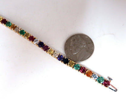 13.45Ct Natural Spinel Emerald Sapphire Ruby Amethyst Diamond Bracelet 14kt *v