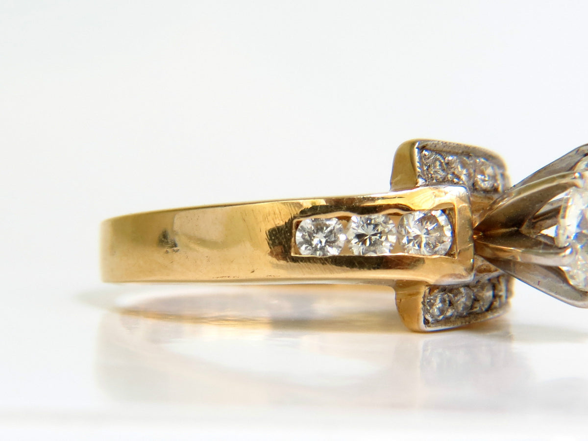 1.00CT BRILLIANT PEAR SHAPE NATURAL DIAMOND RING 14KT CROSSOVER *v