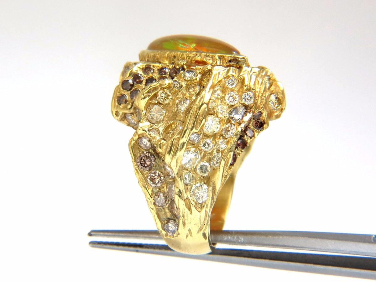 12.25ct natural opal diamonds ring 18kt Nugget Deco *v