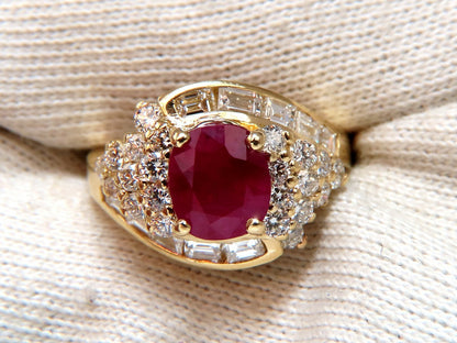 GIA Certified 4.08ct Burma Red Ruby Diamonds Ring 18 Karat *v