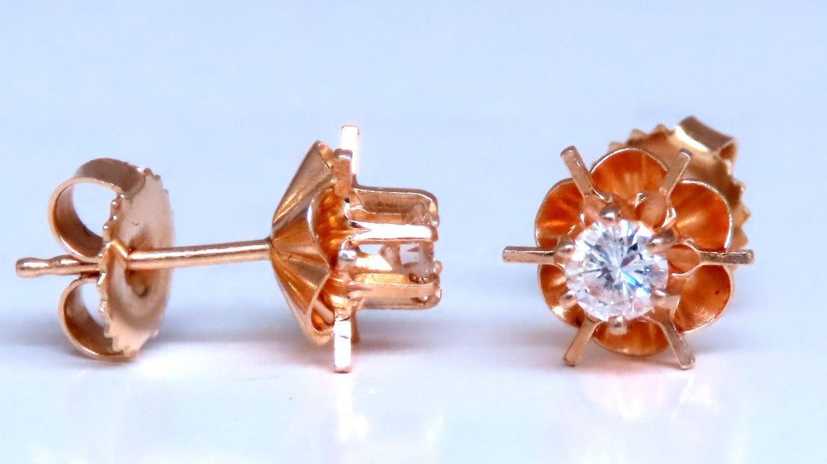 .48ct Natural Round Diamond Vintage Tulip Studs 14kt 12485 *v