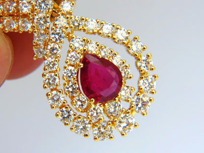 18.96ct GIA Certified natural red ruby diamond dangle earrings 18kt *v