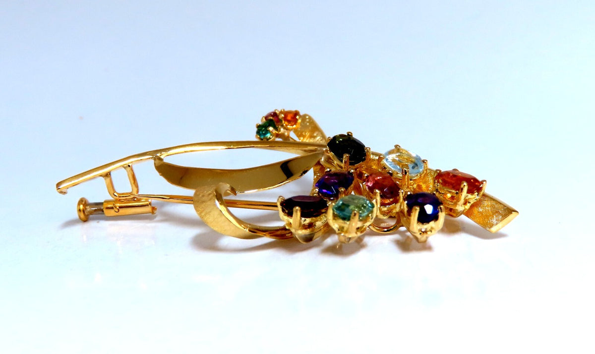 Natural Tourmaline Aquamarine Citrine Amethyst Garnet Bundle Pin 18kt Gold *v