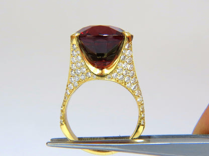 26.31ct GIA NATURAL RED SPESSARTITE GARNET DIAMONDS RAISED RING 18KT *v