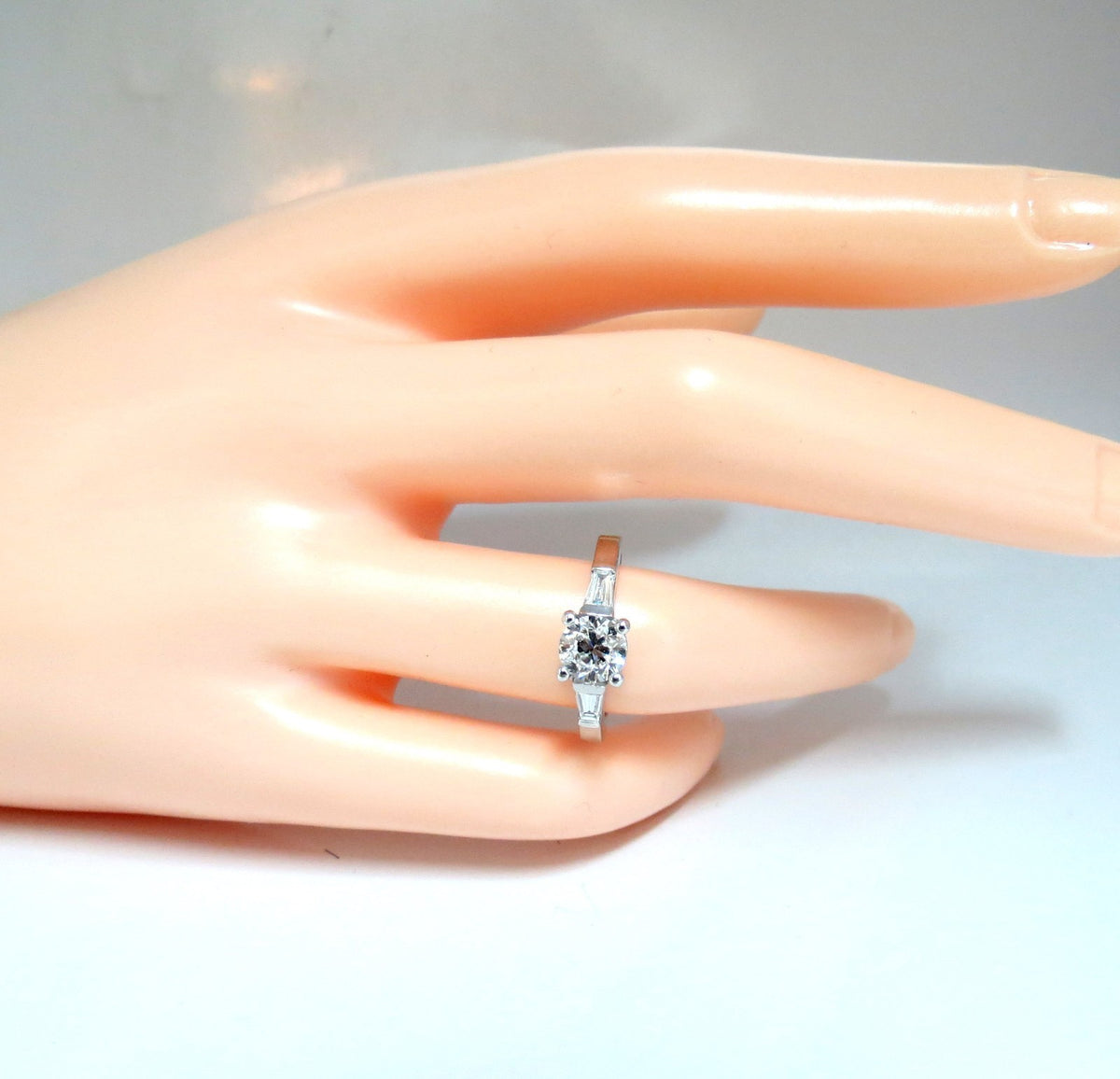 GIA Certified .90ct + .36ct Round Natural Diamond Engagement Ring Platinum *v