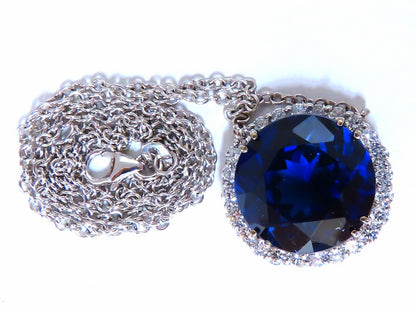 20.09ct Lab Round Blue Sapphire Diamonds pendant 14kt *v