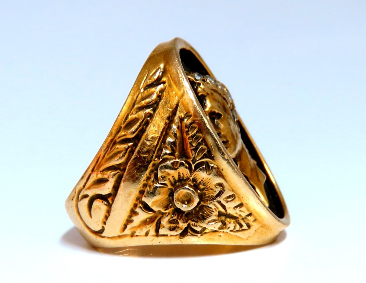 Caesar Roman Noble Deco Vintage Signet Ring 14Kt gold 22G *v