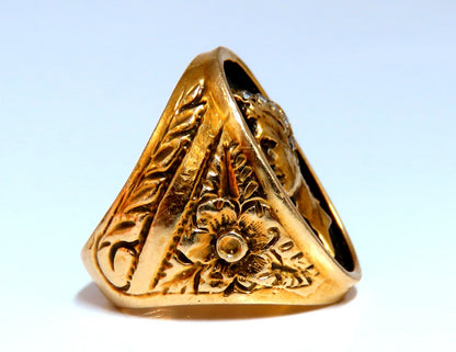 Caesar Roman Noble Deco Vintage Signet Ring 14Kt gold 22G *v