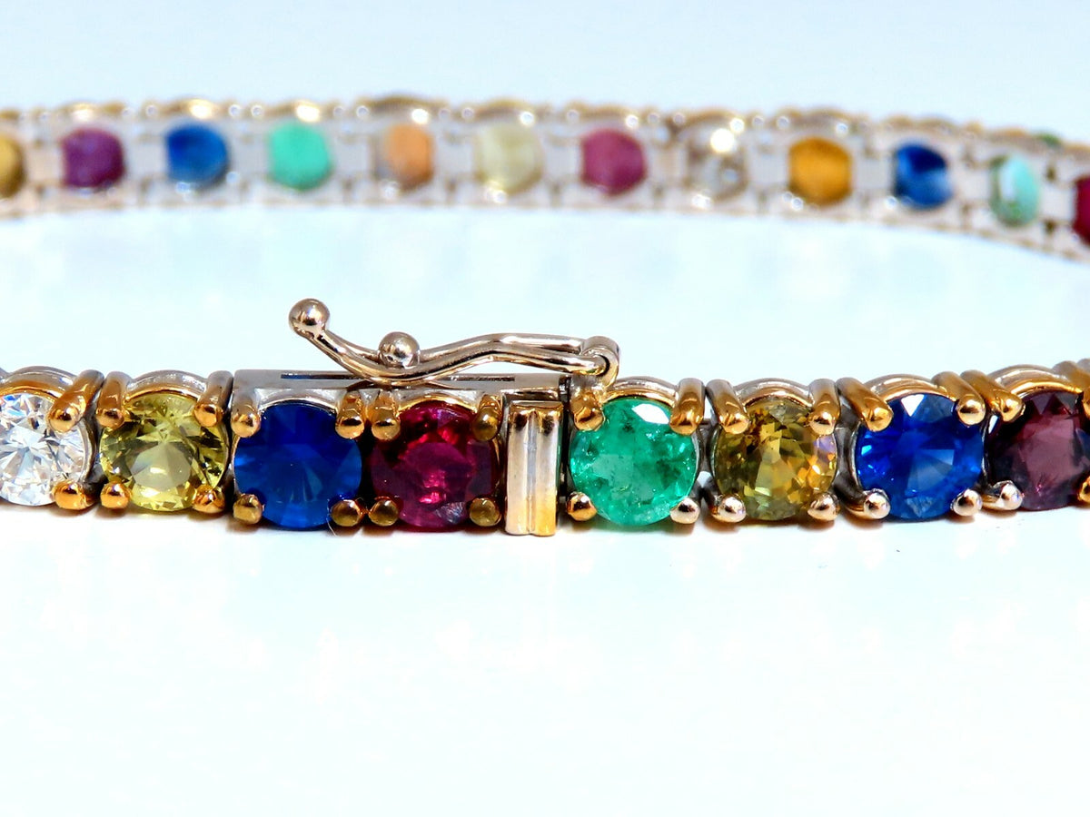 14.43Ct Natural Gem-Line Emerald Sapphire Ruby Bracelet 14Kt *v