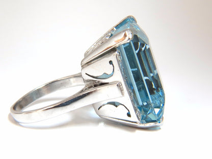 GIA Certified 33.44ct Natural "Blue" Aquamarine diamonds ring Vivid *v