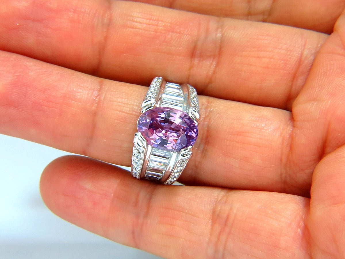 GIA 8.50ct natural no heat sapphire diamond ring 14kt. unheated purple pink *v