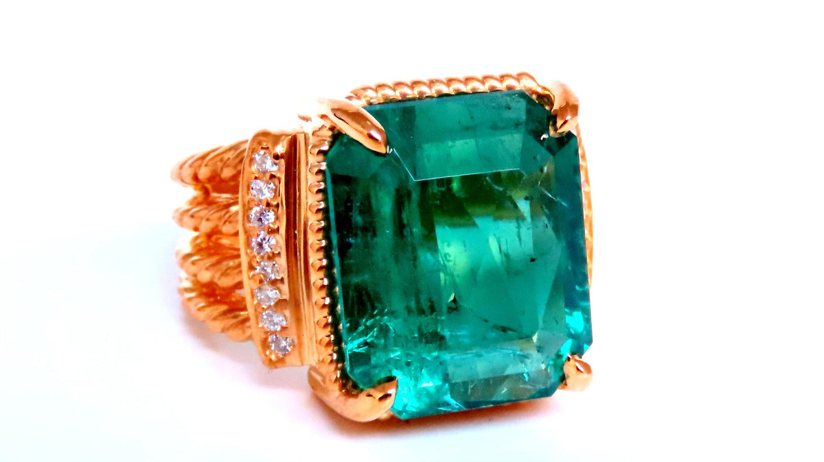 GIA Certified 12.70ct Natural Emerald Diamonds Ring 18kt 44214 *v