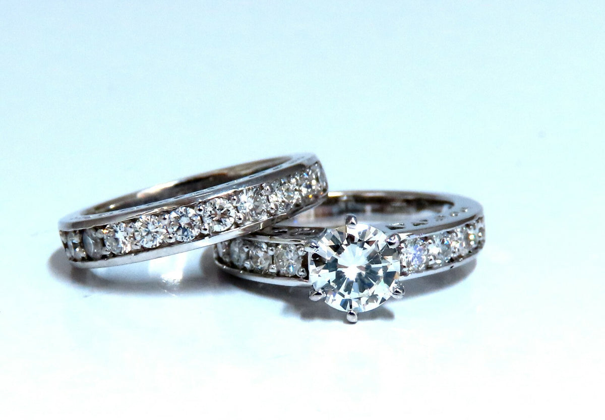 GIA certified natural 1.01ct Round Diamond Ring & Band 14kt *v