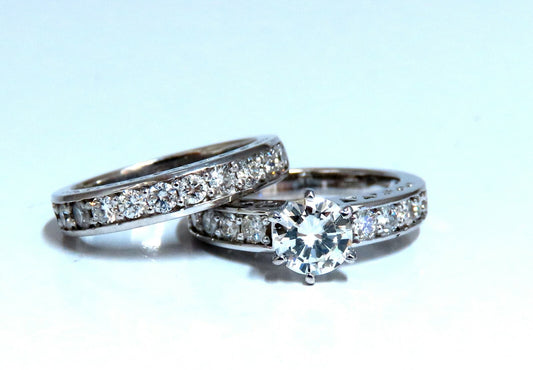 GIA certified natural 1.01ct Round Diamond Ring & Band 14kt *v