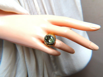 Garavelli Designer 16ct natural green amethyst diamonds ring 18kt *v