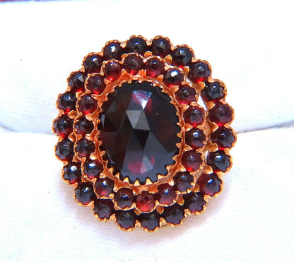 10ct natural oval garnets cluster ring 14kt gold 1930 *v