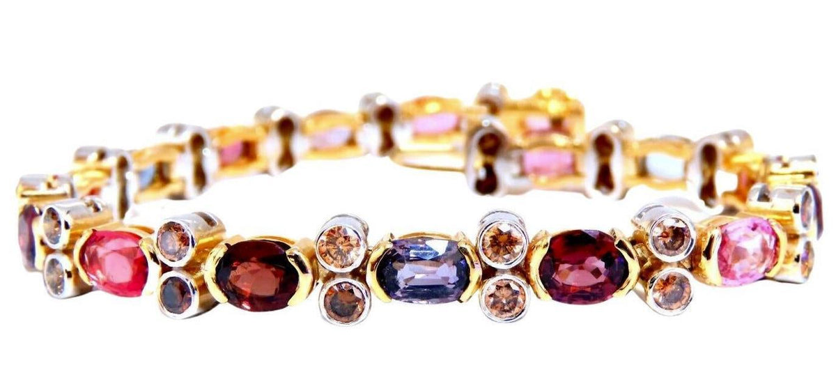 14.38ct Multicolored Spinel Diamonds Bracelet Gemline 14kt Gold Ref 12308 *v