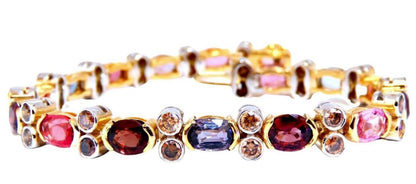 14.38ct Multicolored Spinel Diamonds Bracelet Gemline 14kt Gold Ref 12308 *v