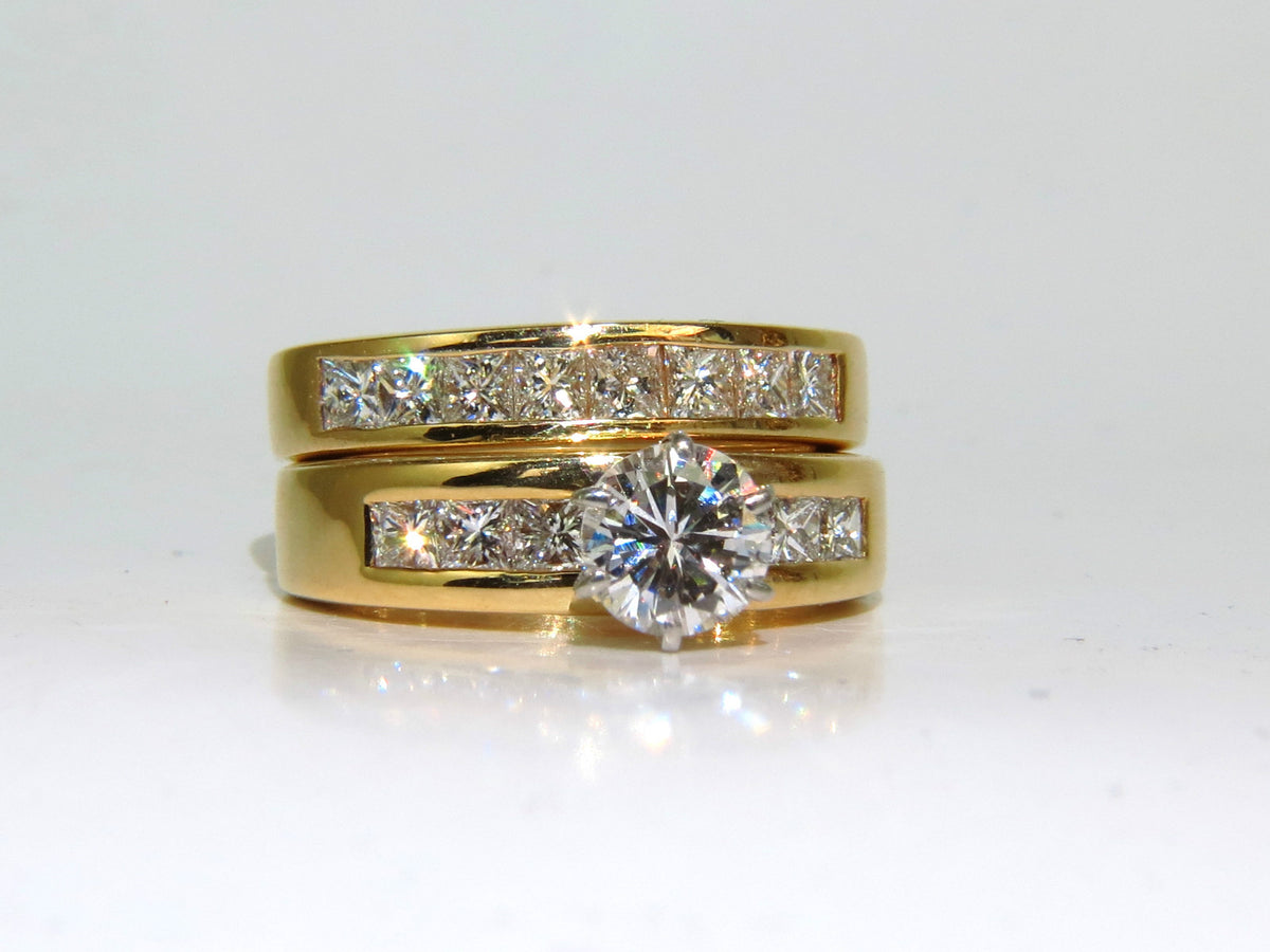 2.50CT NATURAL DIAMONDS ENGAGEMENT RING MATCHING BAND 14KT *v