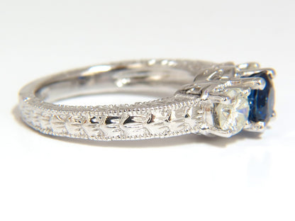 2.14ct NATURAL BLUE SAPPHIRE DIAMONDS RING 14KT CLASSIC  EDWARDIAN DECO *v