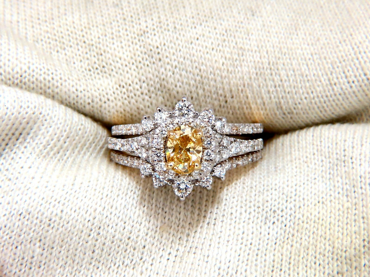 1.81ct Natural Fancy Yellow Diamonds Ring 14kt Insert & Ring *v
