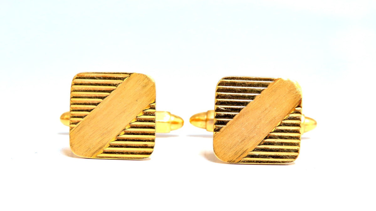 14kt stripe and staggered retro cufflinks *v