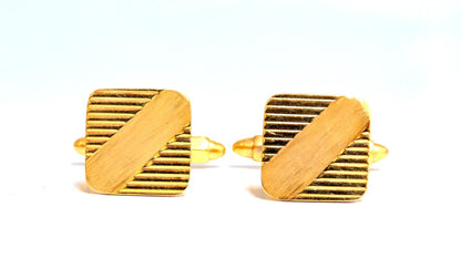 14kt stripe and staggered retro cufflinks *v