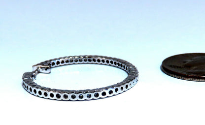 1.50ct Natural Diamond Hoop Earrings 14kt White Gold 1.35 inch *v