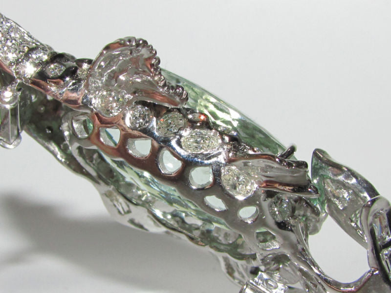 GIA 57.37CT NATURAL GREEN BERYL FISH BROOCH PENDANT 18kt *v