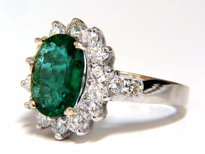 4.02ct Natural oval Emerald diamond cocktail halo ring 18kt *v