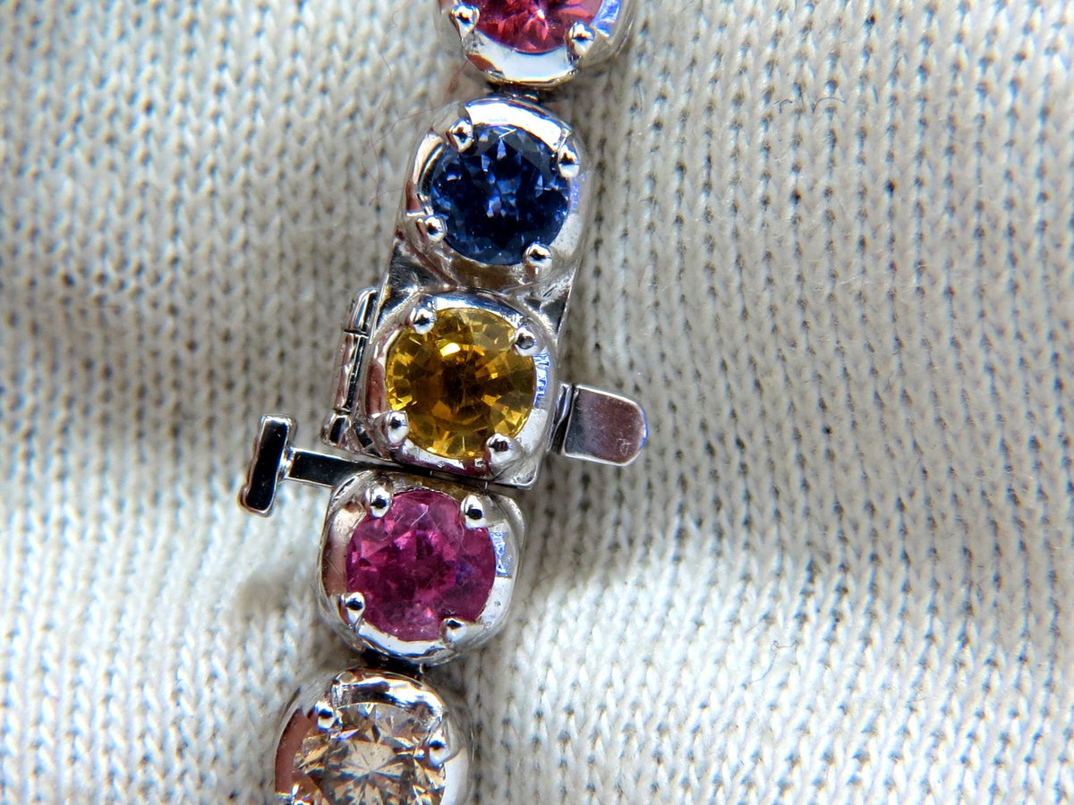 10.30ct natural ruby emerald sapphires diamond tennis bracelet 14kt gem line *v