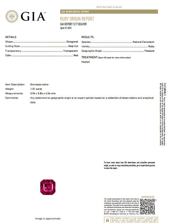 GIA Certified 1.51ct Asscher cut vivid red ruby 2.00ct diamonds ring 18kt *v