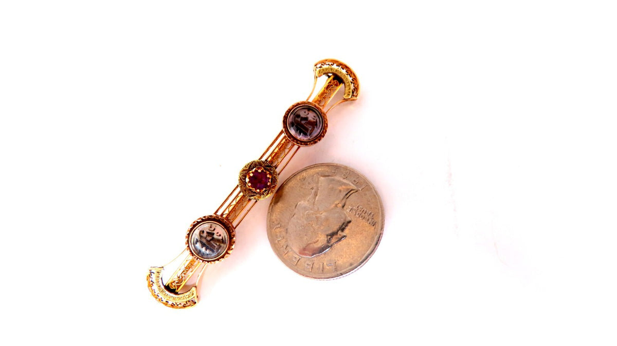 Antique Amethyst Edwardian Deco Pin 14kt *v