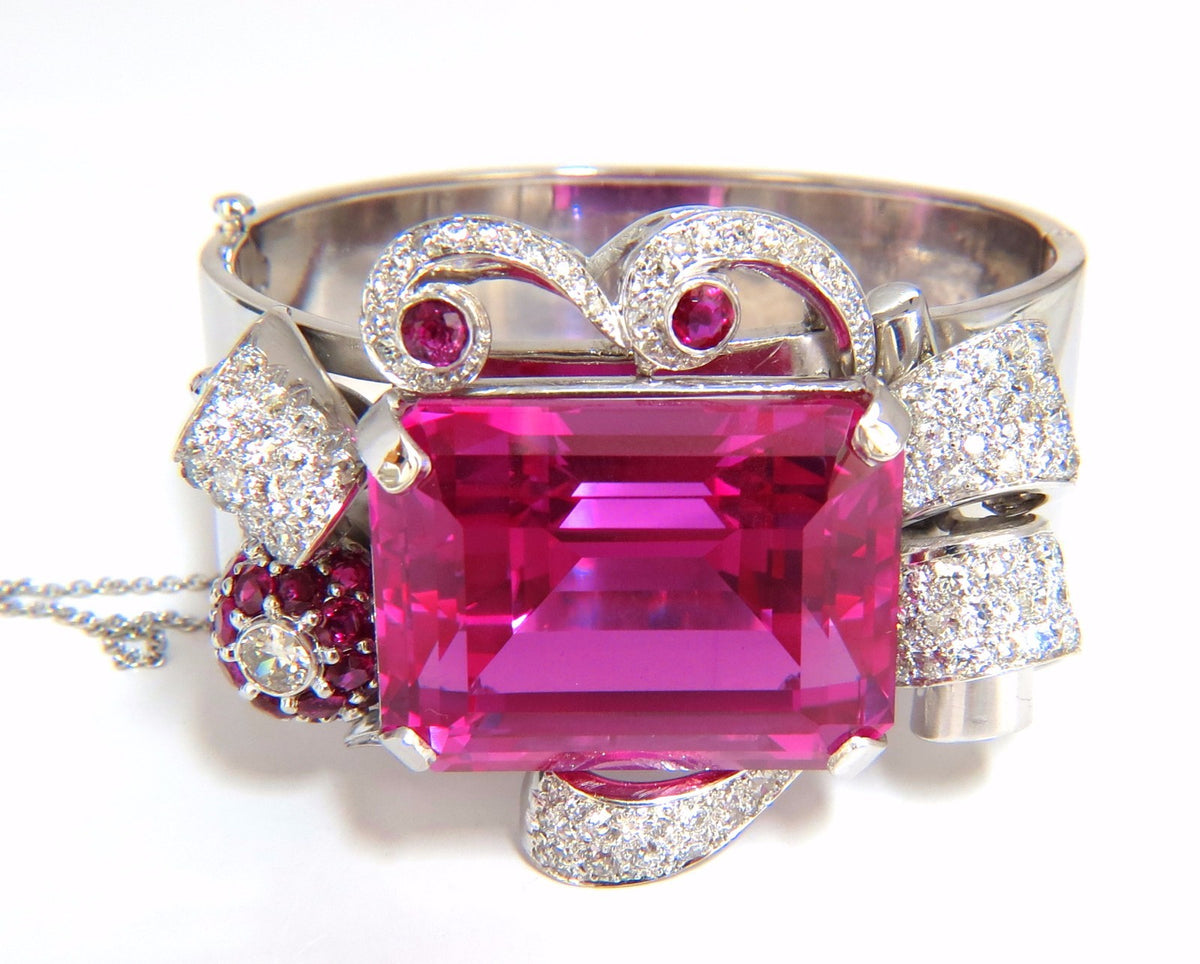 GIA Lab Pink Sapphire Diamonds Ruby Bangle Bracelet Parisian Posh Deco *v