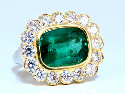 GIA Certified: 4.70ct Natural Emerald Diamonds Ring 18kt Cluster (F2)*v