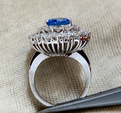 GIA Certified 3.55ct Natural No Heat Blue Sapphire Cocktail Cluster Ring 18kt *v