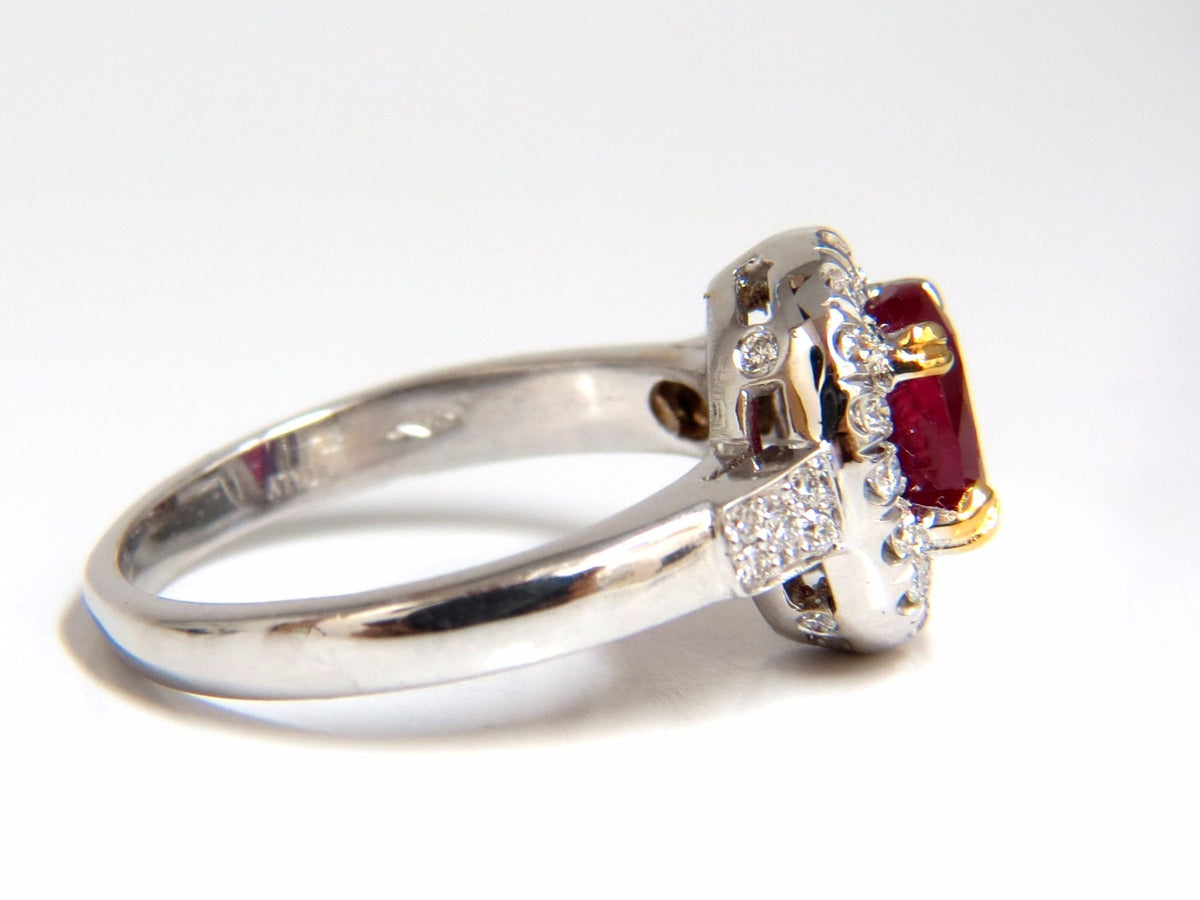 GIA Certified 1.63ct Burma Natural Ruby Diamond Ring 18kt Vivid Red *v