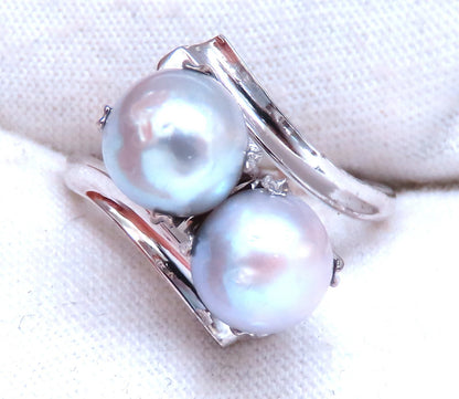 6mm Natural Gray Cultured Pearl Ring 14kt *v
