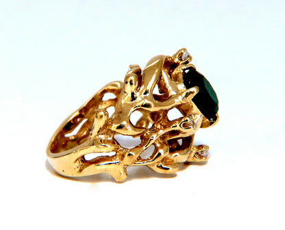 1.42ct Natural Vivid Green Emerald Diamonds Nugget Vine Ring 14kt *v