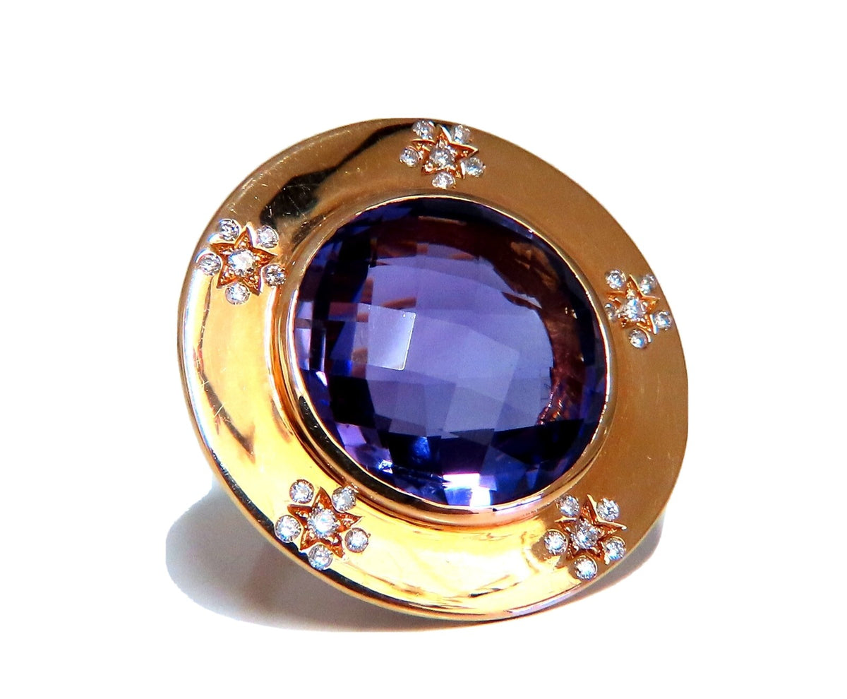 Designer Garavelli 17ct Natural Amethyst Diamonds Ring 18kt Italy *v