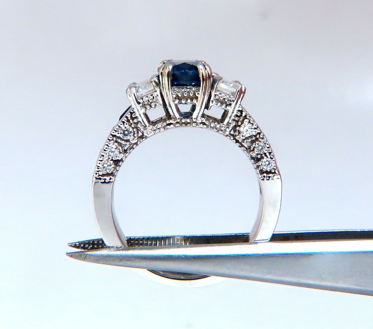 GIA Certified 1.86ct Natural Sapphire Diamonds Ring & matching eternity band *v