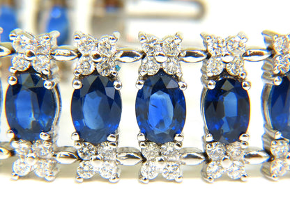33.75CT NATURAL GEM SAPPHIRE DIAMOND BRACELET 3 ROW & WIDE CUFF 14KT *v