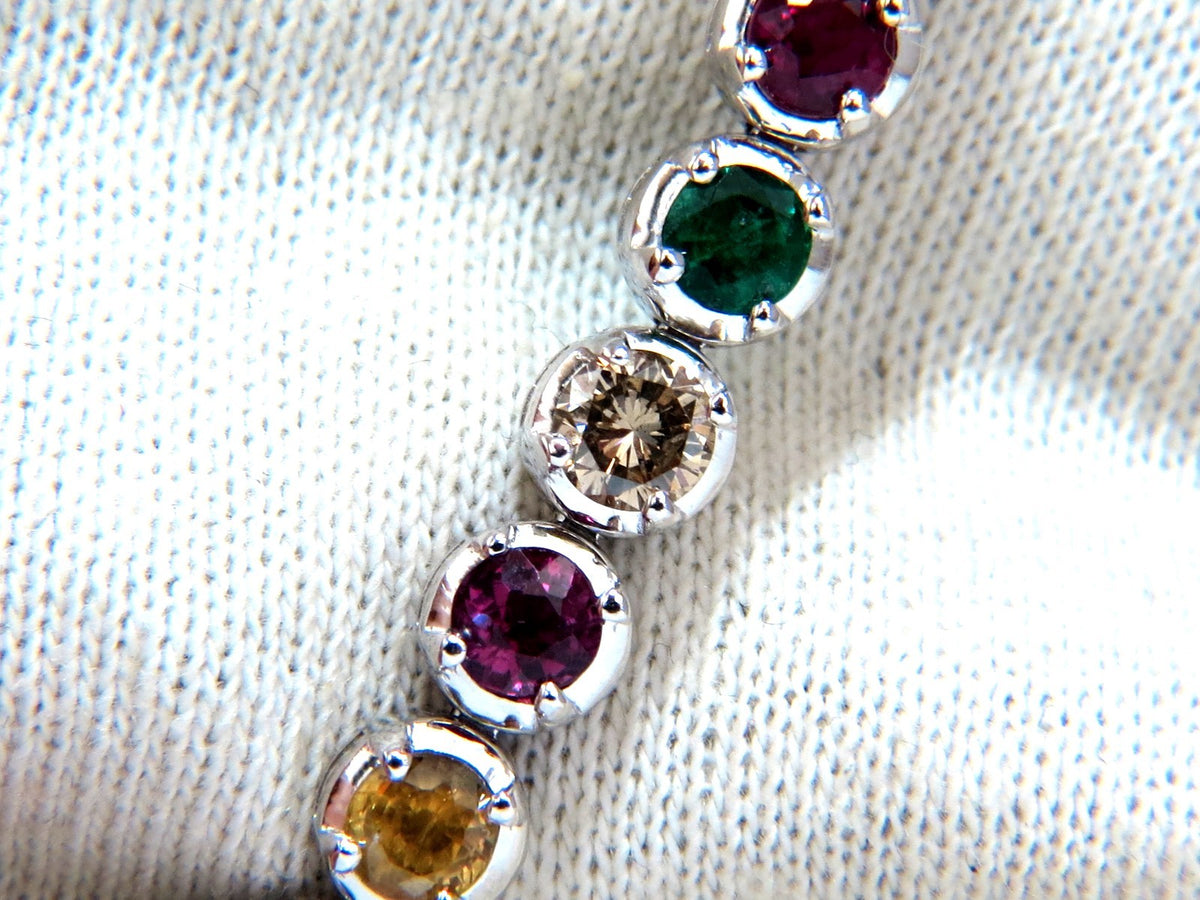 10.30ct natural ruby emerald sapphires diamond tennis bracelet 14kt gem line *v