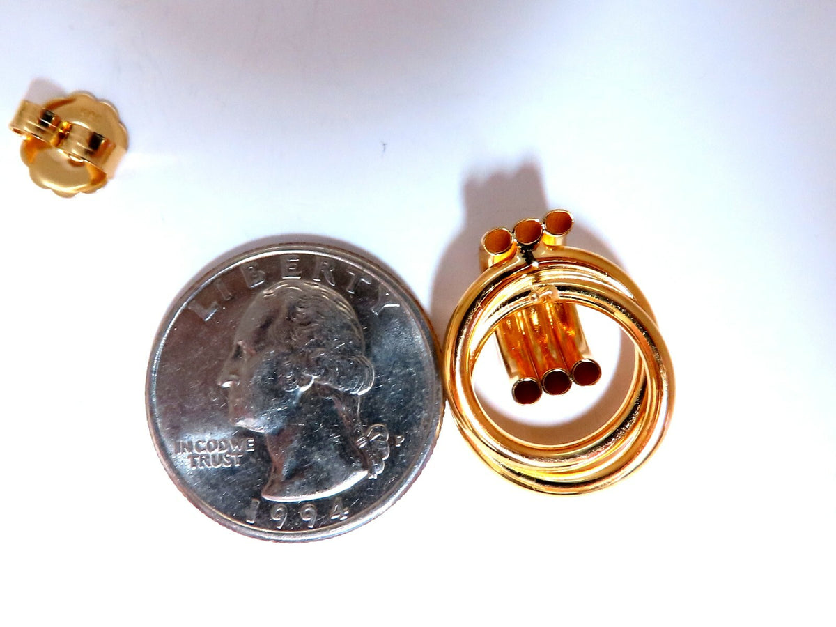 14kt Gold Circular Tube Earrings Knocker Classic *v