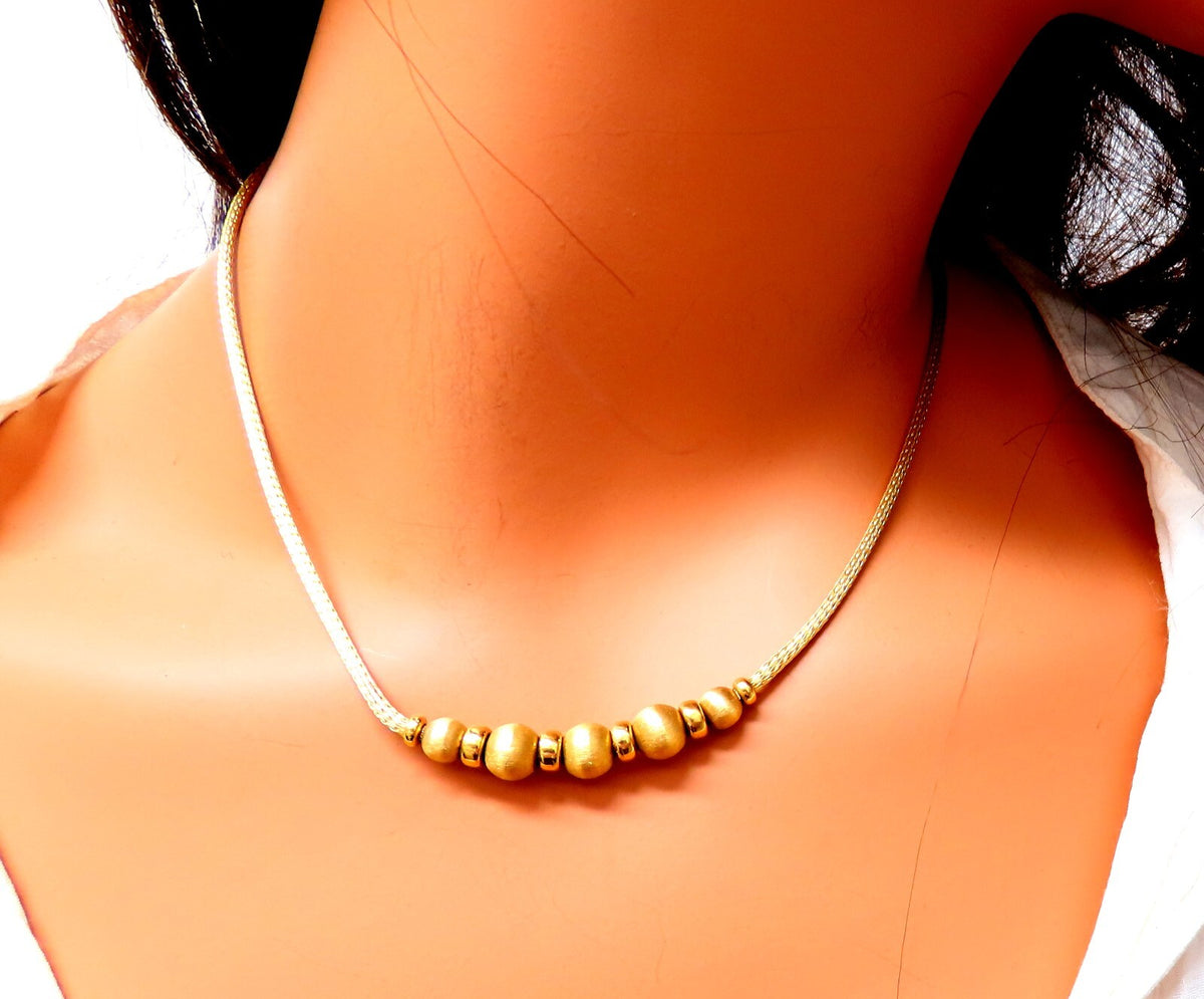 Brushed Rolling Ball Bead Necklace 18kt 15 Grams 16.5 inch *v