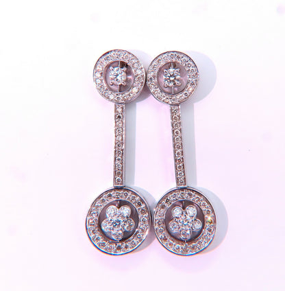 2.30ct natural diamonds cluster bar stud earrings 18kt gold *v
