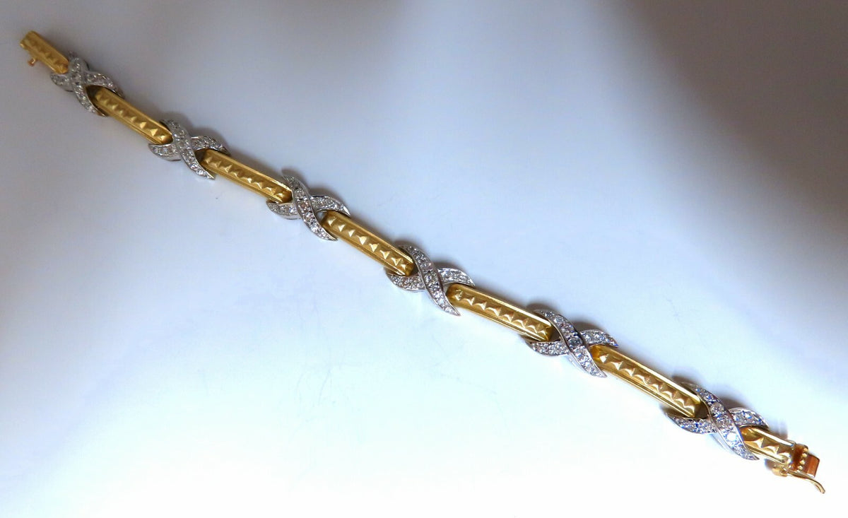 1.54ct natural round diamonds x bracelet 14 karat gold two-tone 7.5 *v