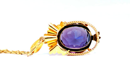 20ct Natural Round Amethyst Vintage Pendant 18kt *v