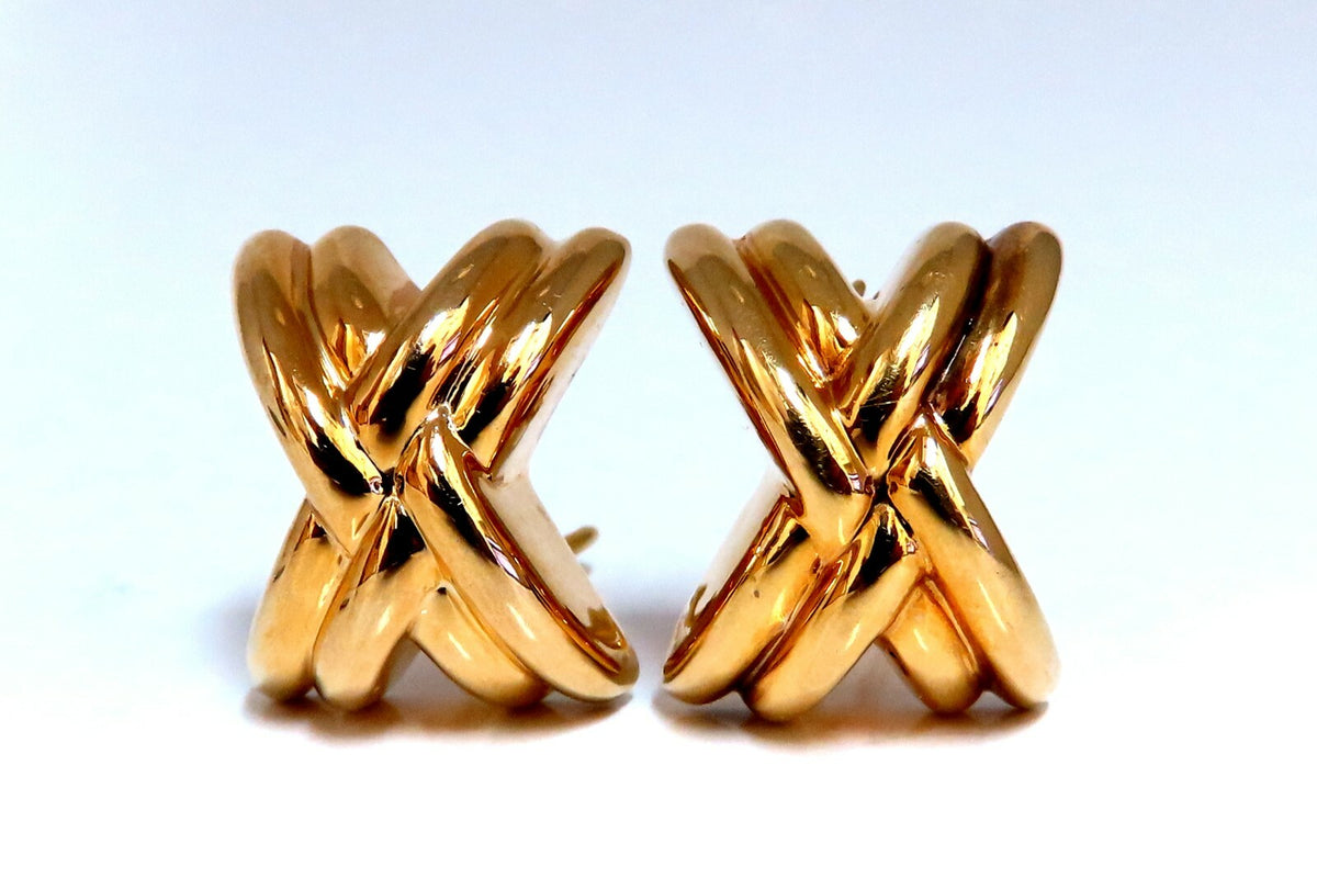 14kt Gold Raised X Clip Earrings *v