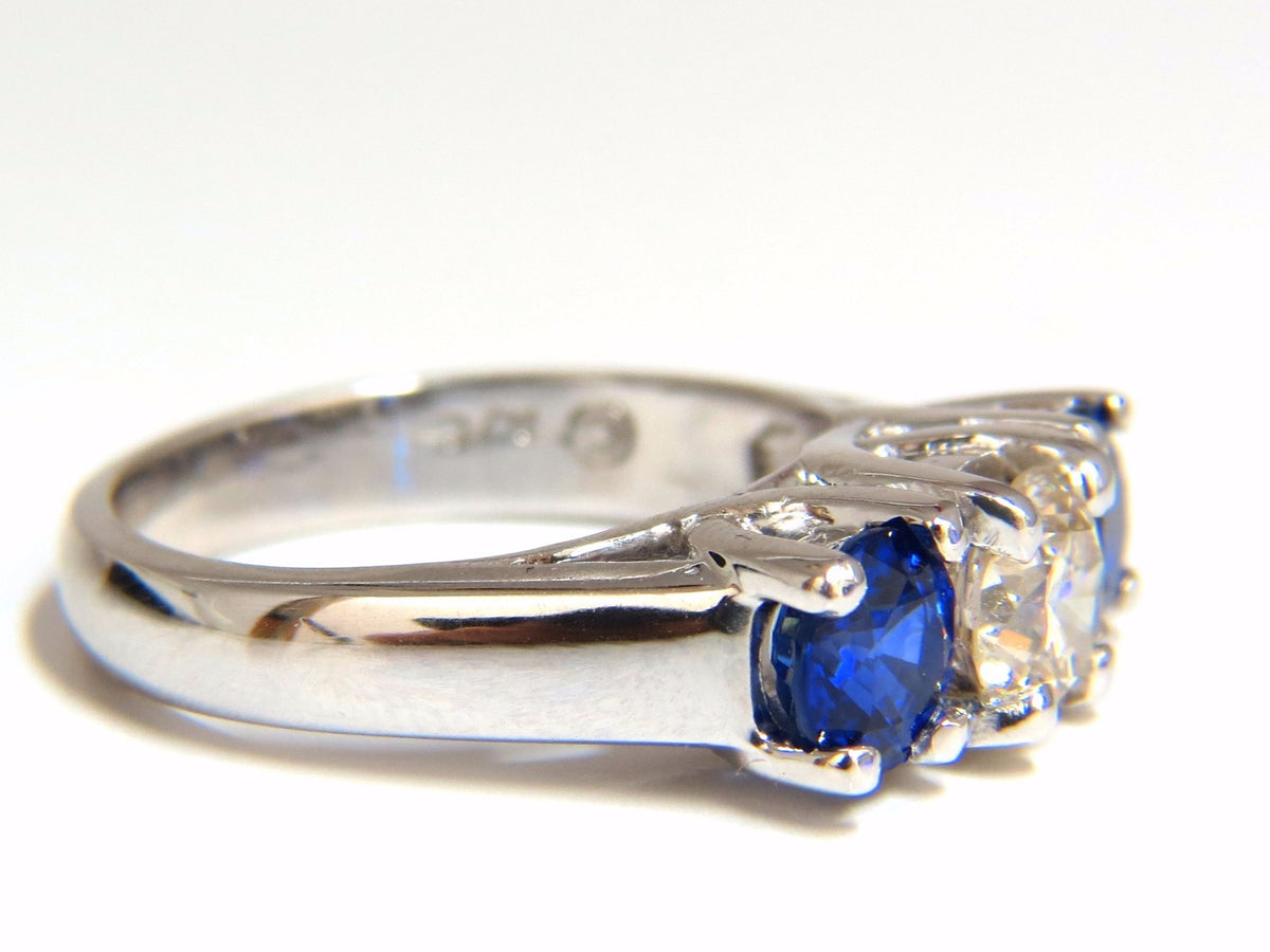 2.48ct natural sapphires diamond three stone ring 14kt royal blue *v
